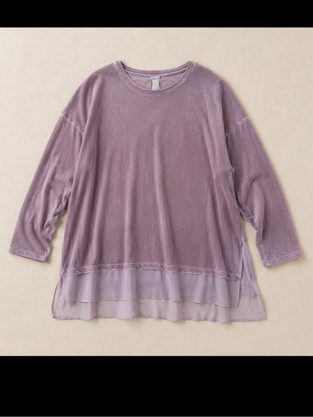 WynneLayers Blush Pink Velvet Tunic Top Woman Large Sheer Hem Long Sleeve Fairy